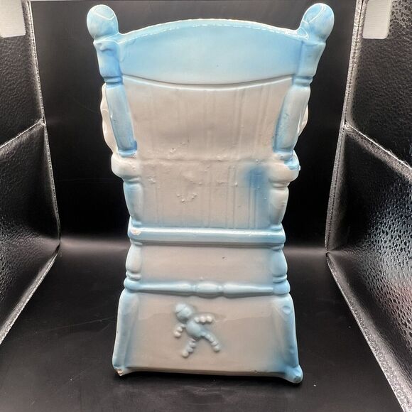 Vintage 1950s Relpo Nursery Planter Baby Blue Pink Teddy Highchair Vase - Picture 2 of 11